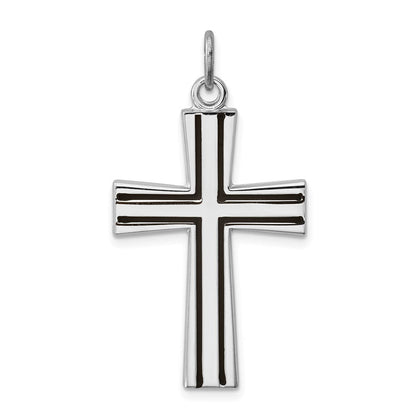 Sterlingsilber Rhodiniert Emailliert Lateinisch Kreuz Charm