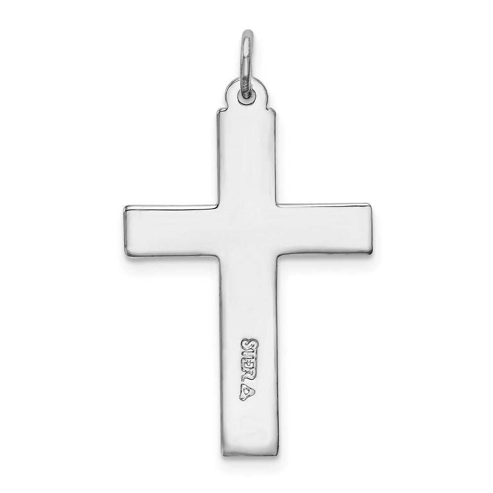 Sterlingsilber Rhodiniert Rot Emailliert Kreuz Anhänger