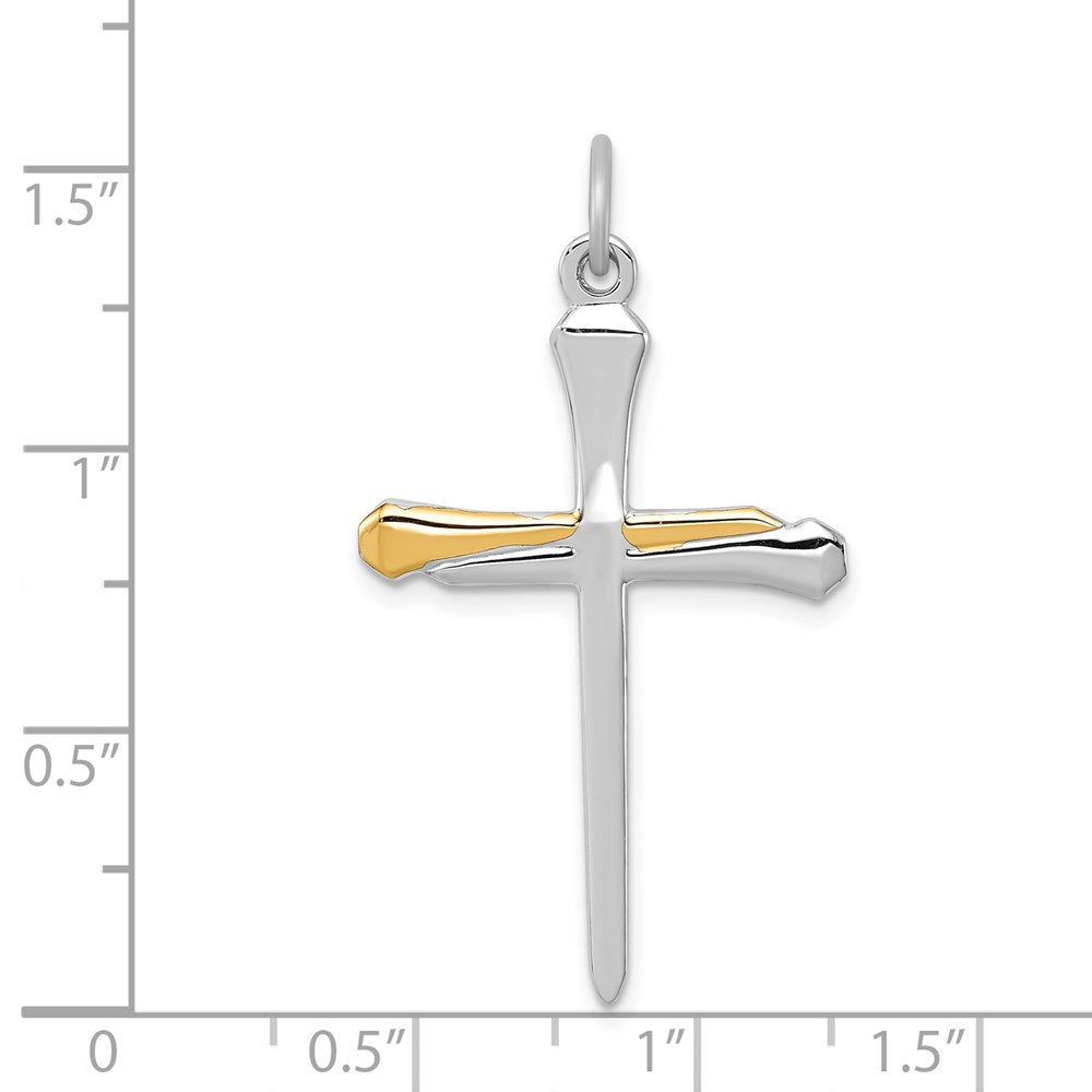 Sterlingsilber Rhodiniert & Vermeil Nail Kreuz Anhänger
