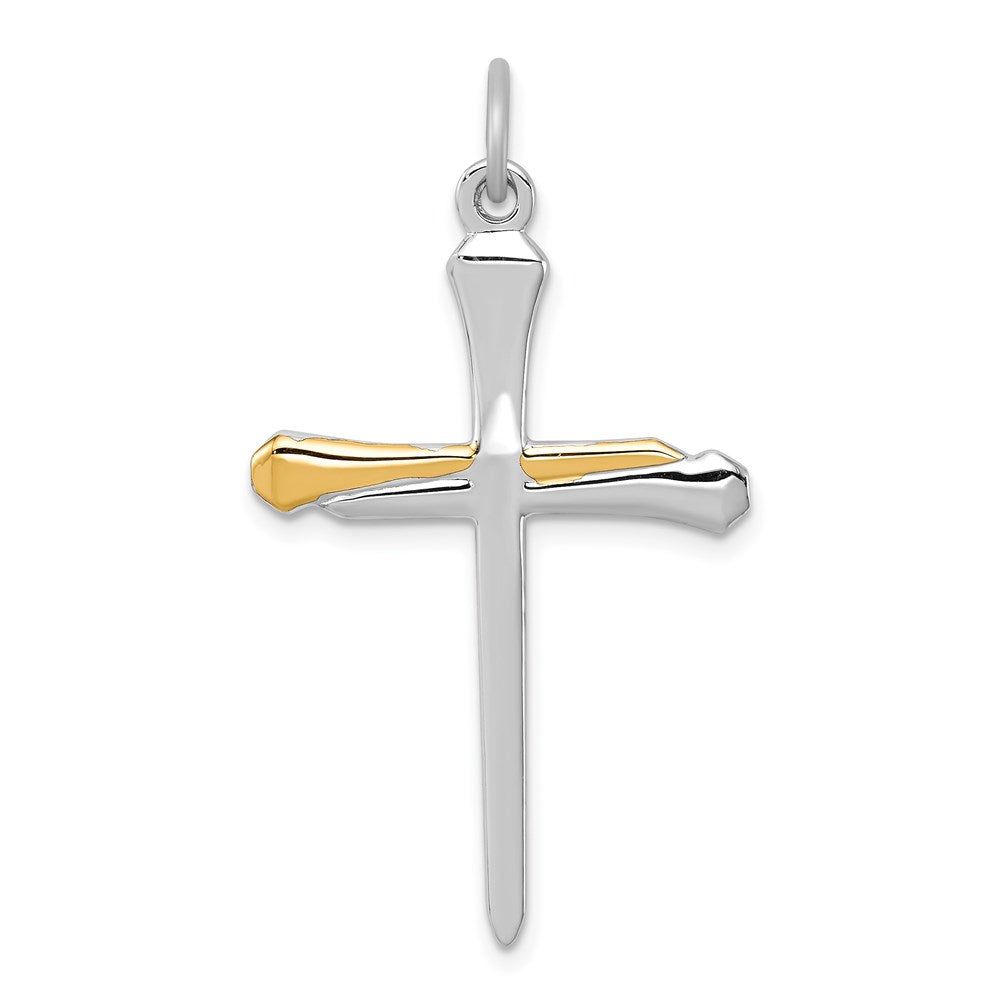 Sterlingsilber Rhodiniert & Vermeil Nail Kreuz Anhänger