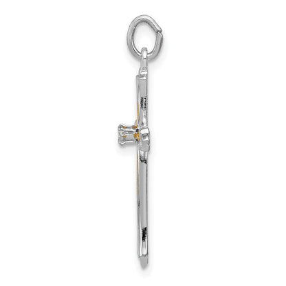 Sterlingsilber Rhodiniert & Vermeil Zirkonia Kreuz Anhänger
