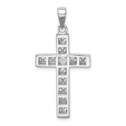 Sterlingsilber Rhodiniert Zirkonia Kreuz Anhänger