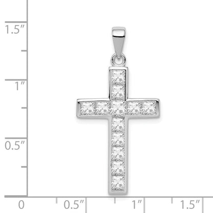 Sterlingsilber Rhodiniert Zirkonia Kreuz Anhänger