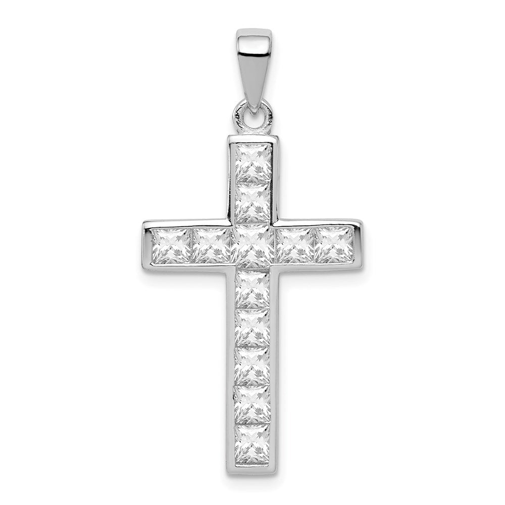 Sterlingsilber Rhodiniert Zirkonia Kreuz Anhänger