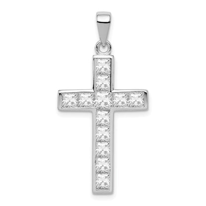Sterlingsilber Rhodiniert Zirkonia Kreuz Anhänger