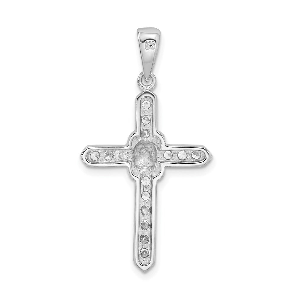 Sterlingsilber Rhodiniert Zirkonia Kreuz Charm