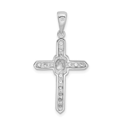 Sterlingsilber Rhodiniert Zirkonia Kreuz Charm