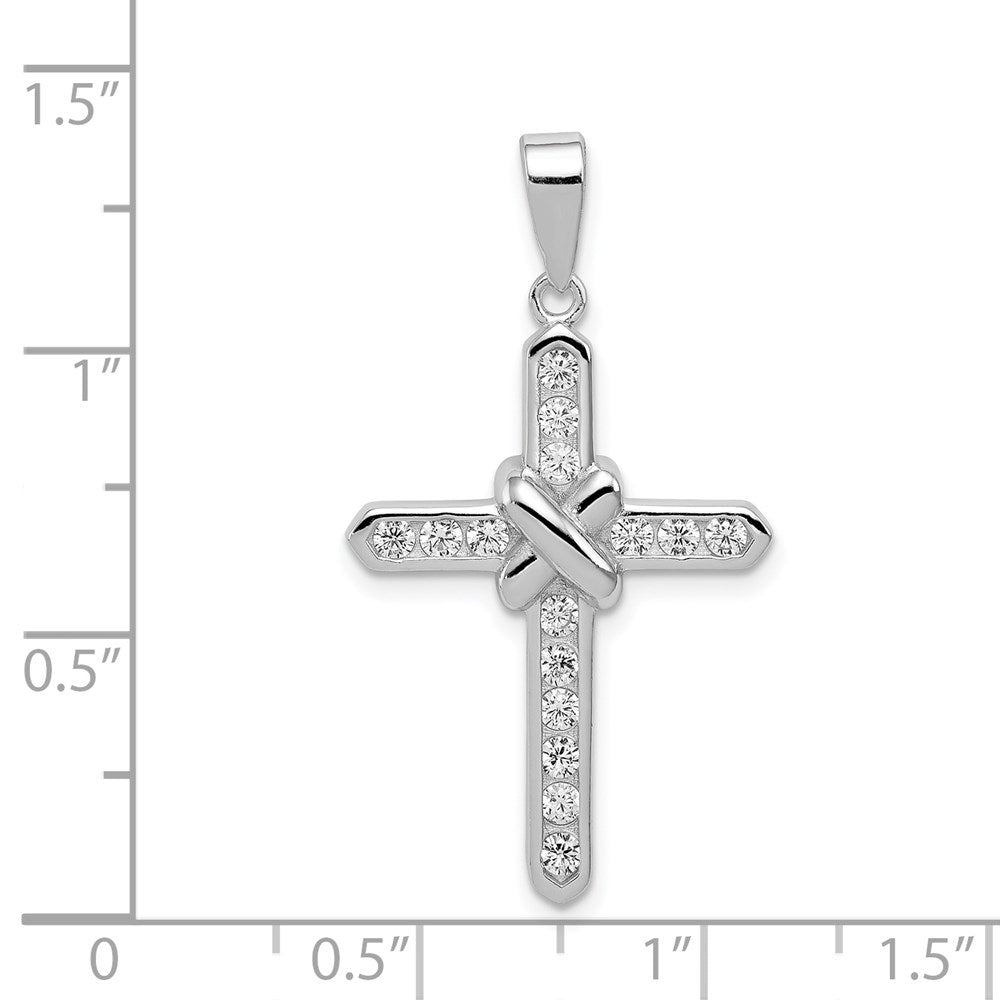Sterlingsilber Rhodiniert Zirkonia Kreuz Charm
