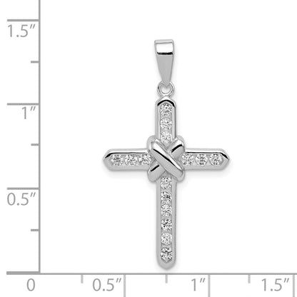 Sterlingsilber Rhodiniert Zirkonia Kreuz Charm
