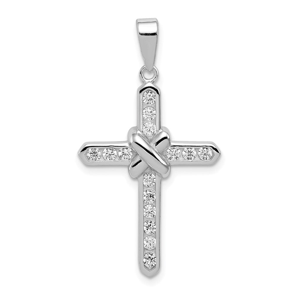 Sterlingsilber Rhodiniert Zirkonia Kreuz Charm