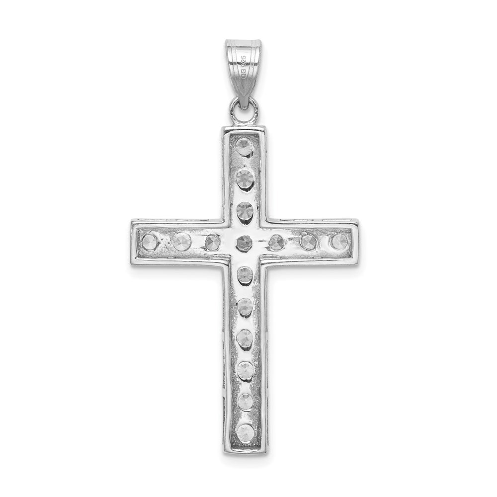 Sterlingsilber Rhodiniert Zirkonia Lateinisch Kreuz Anhänger