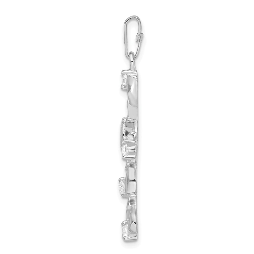 Sterlingsilber Grün & Klar Zirkonia Kreuz Anhänger
