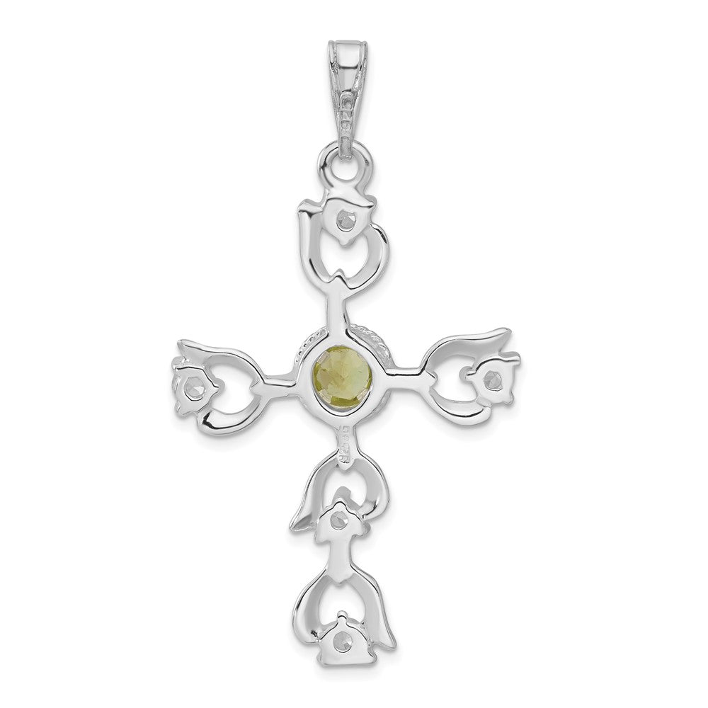 Sterlingsilber Grün & Klar Zirkonia Kreuz Anhänger