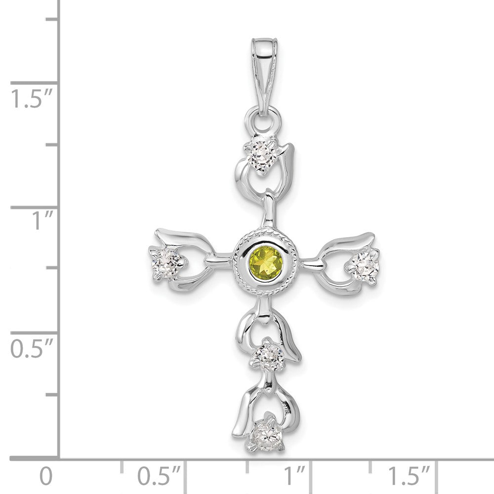 Sterlingsilber Grün & Klar Zirkonia Kreuz Anhänger