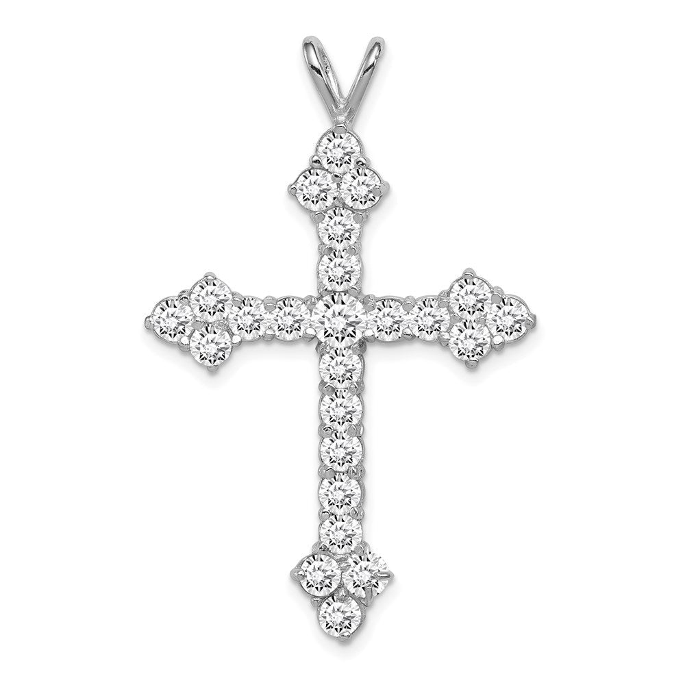 Sterlingsilber Rhodiniert Zirkonia Kreuz Anhänger