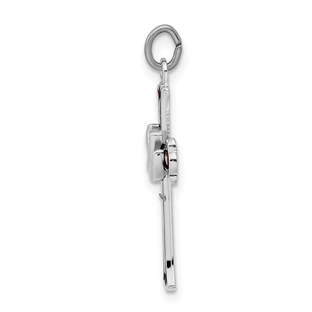 Sterlingsilber Rhodiniert Emailliert Kreuz mit Taube Charm