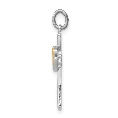 Sterlingsilber Rhodiniert & Vermeil Taube Kreuz Charm