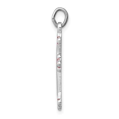 Sterlingsilber Rhodiniert Rosa Emailliert Knospend Kreuz Charm