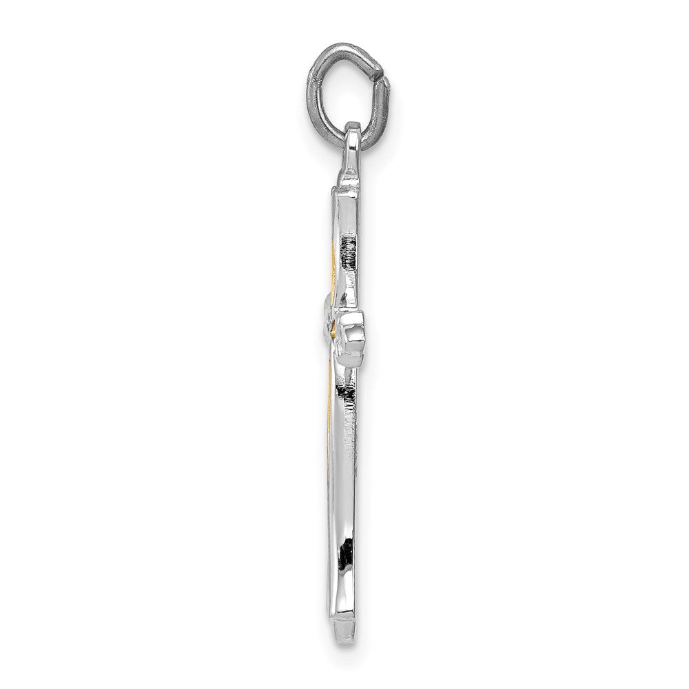 Sterlingsilber Rhodiniert und Vermeil Kreuz Anhänger