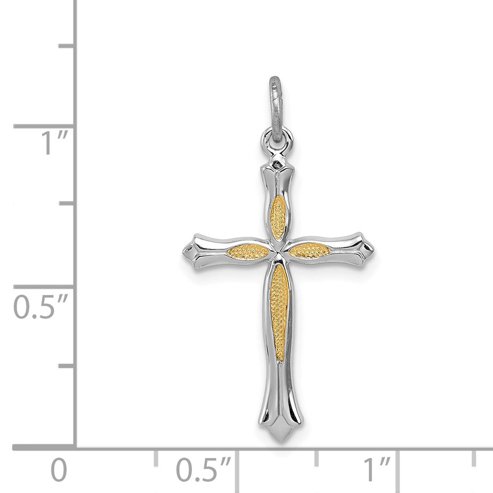 Sterlingsilber Rhodiniert und Vermeil Kreuz Anhänger