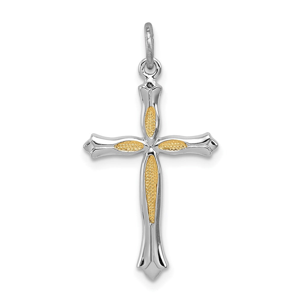 Sterlingsilber Rhodiniert und Vermeil Kreuz Anhänger