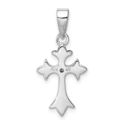Sterlingsilber Rhodiniert Zirkonia Kreuz Anhänger