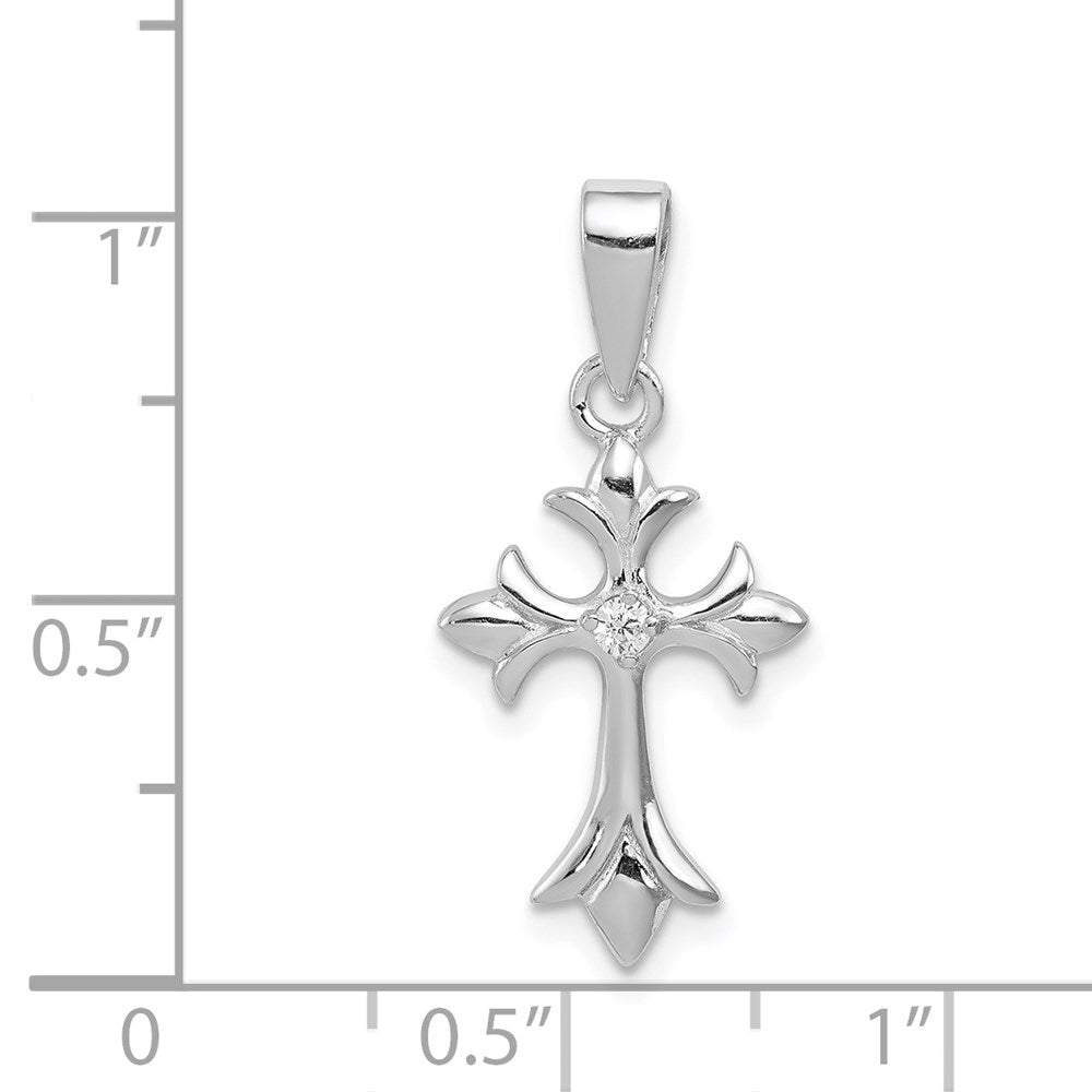 Sterlingsilber Rhodiniert Zirkonia Kreuz Anhänger