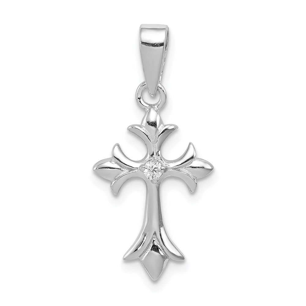 Sterlingsilber Rhodiniert Zirkonia Kreuz Anhänger