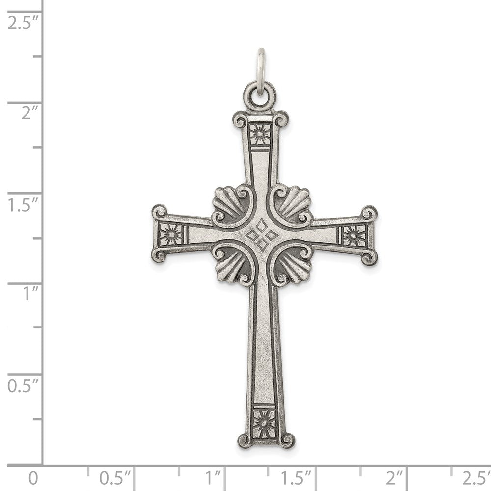 Sterlingsilber Antikisiert, Strukturiert und Gebürstet Kreuz Anhänger