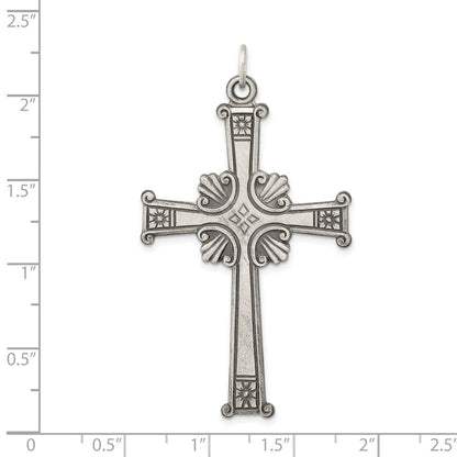 Sterlingsilber Antikisiert, Strukturiert und Gebürstet Kreuz Anhänger