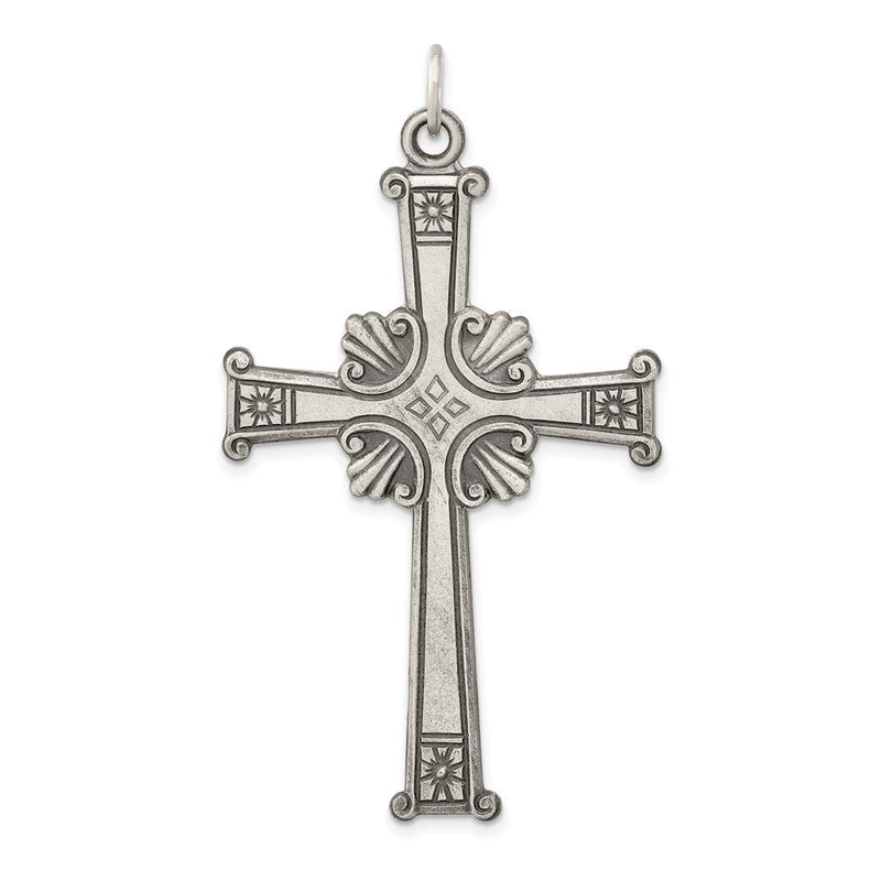 Sterlingsilber Antikisiert, Strukturiert und Gebürstet Kreuz Anhänger