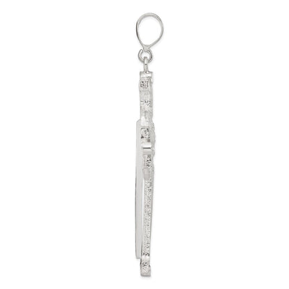 Sterlingsilber Diamantiert & Strukturiert Iona Kreuz Anhänger