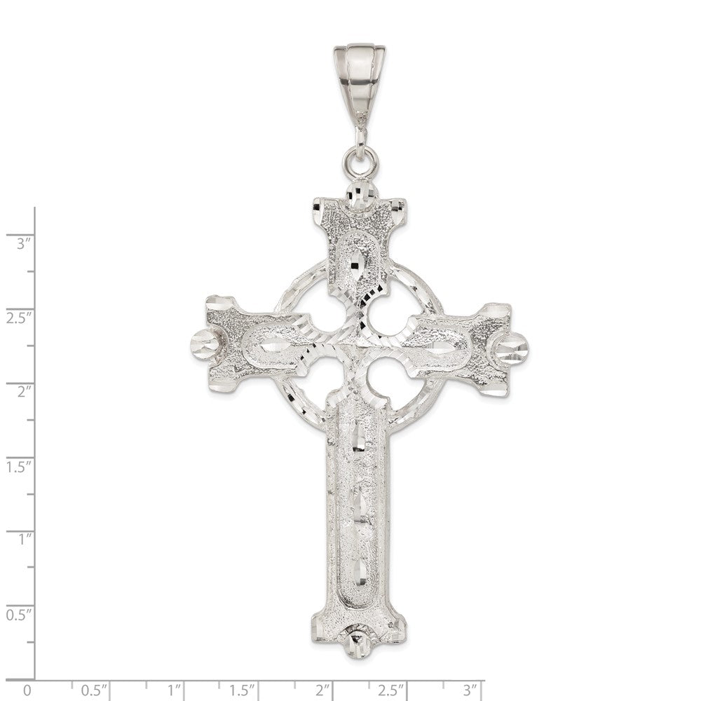 Sterlingsilber Diamantiert & Strukturiert Iona Kreuz Anhänger