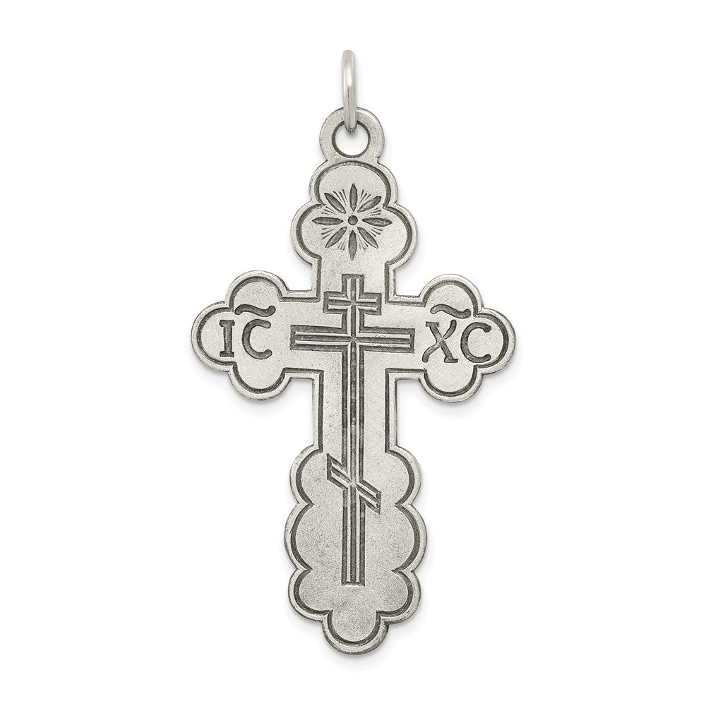 Sterlingsilber Antikisiert Eastern Orthodox Kreuz Charm