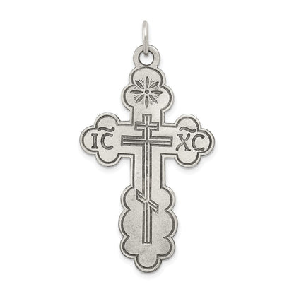Sterlingsilber Antikisiert Eastern Orthodox Kreuz Charm