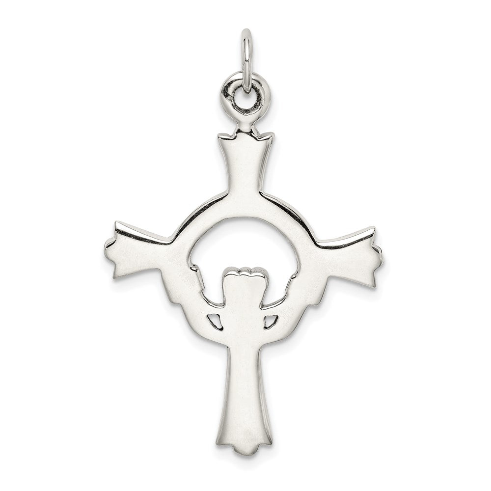 Sterlingsilber Antikisiert Claddagh Kreuz Charm