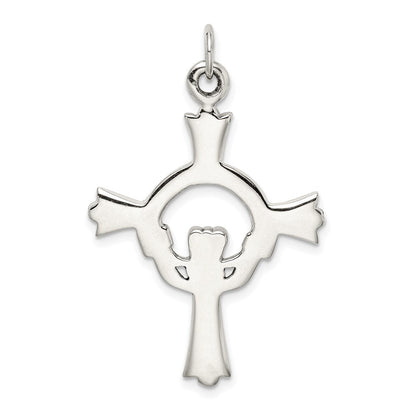 Sterlingsilber Antikisiert Claddagh Kreuz Charm
