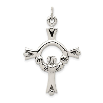 Sterlingsilber Antikisiert Claddagh Kreuz Charm
