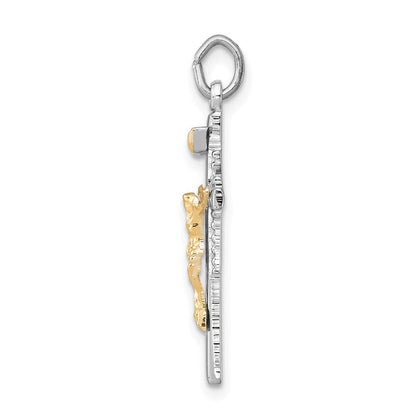 Sterlingsilber Rhodiniert & Vermeil Inri Kruzifix Charm