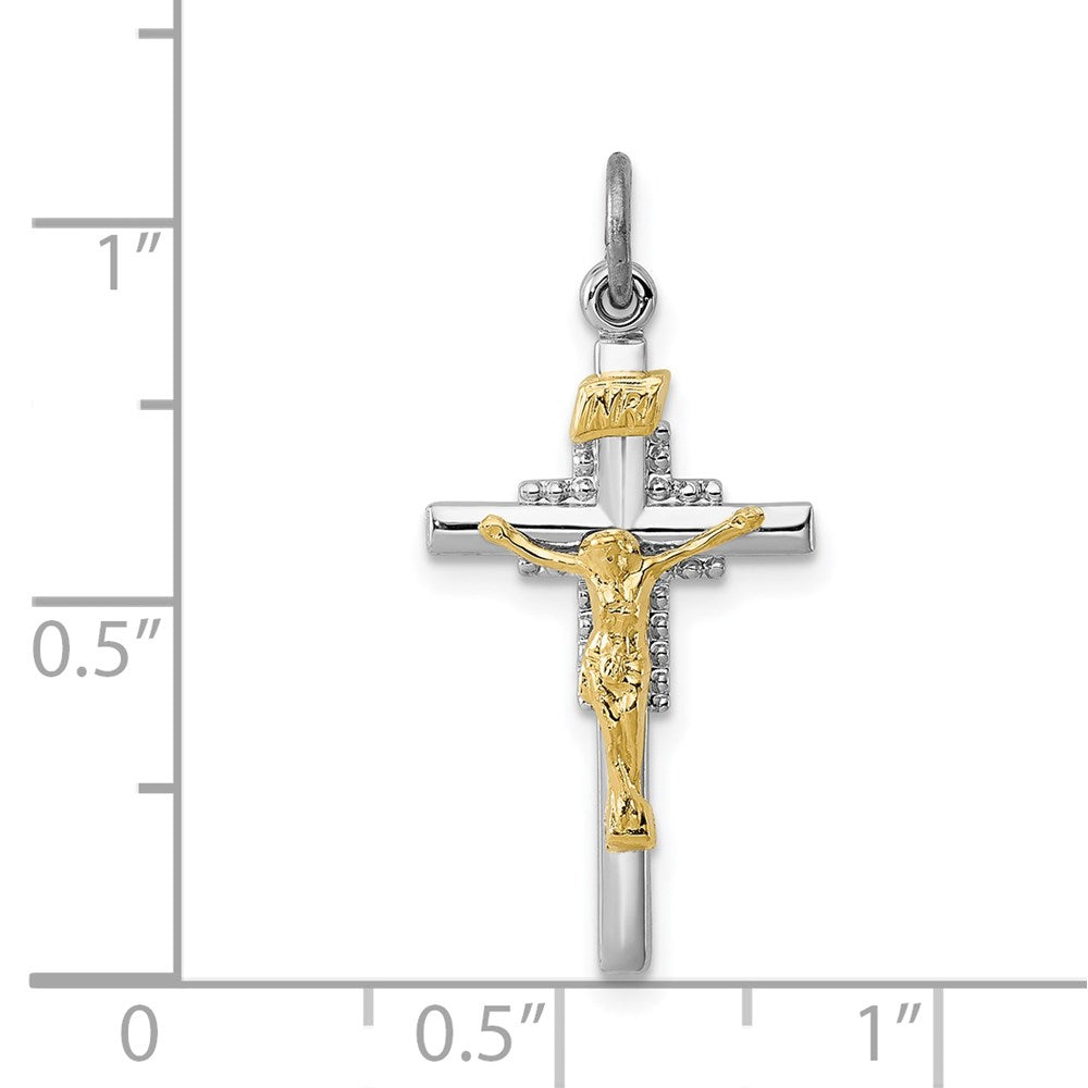 Sterlingsilber Rhodiniert & Vermeil Inri Kruzifix Charm
