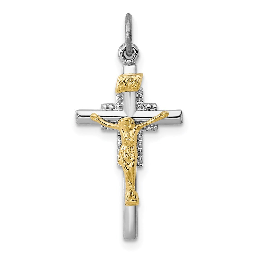 Sterlingsilber Rhodiniert & Vermeil Inri Kruzifix Charm
