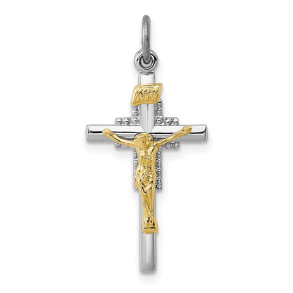 Sterlingsilber Rhodiniert & Vermeil Inri Kruzifix Charm