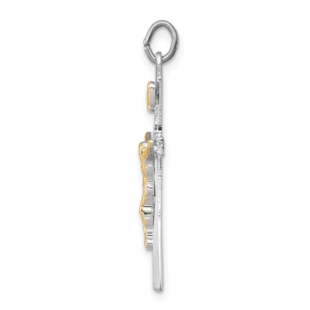 Sterlingsilber Rhodiniert & Vermeil Inri Kruzifix Charm