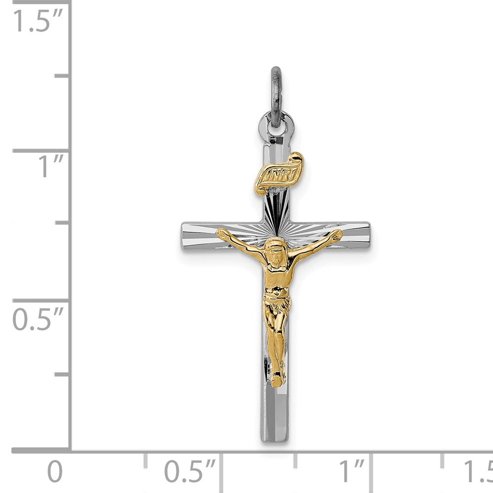 Sterlingsilber Rhodiniert & Vermeil Inri Kruzifix Charm