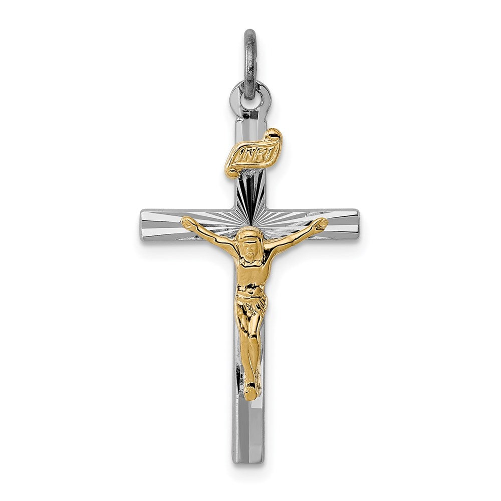 Sterlingsilber Rhodiniert & Vermeil Inri Kruzifix Charm