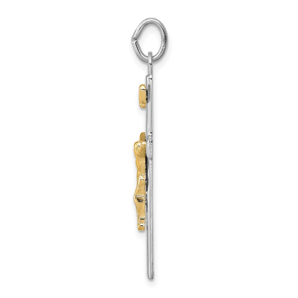 Sterlingsilber Rhodiniert & 18K Vergoldet Inri Kruzifix Charm