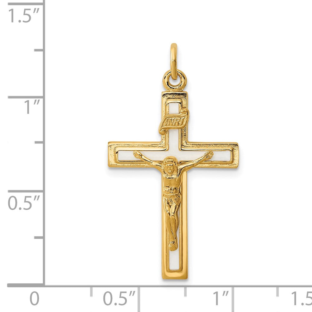 Sterlingsilber Emaille mit Gelb Vermeil Inri Kruzifix Charm