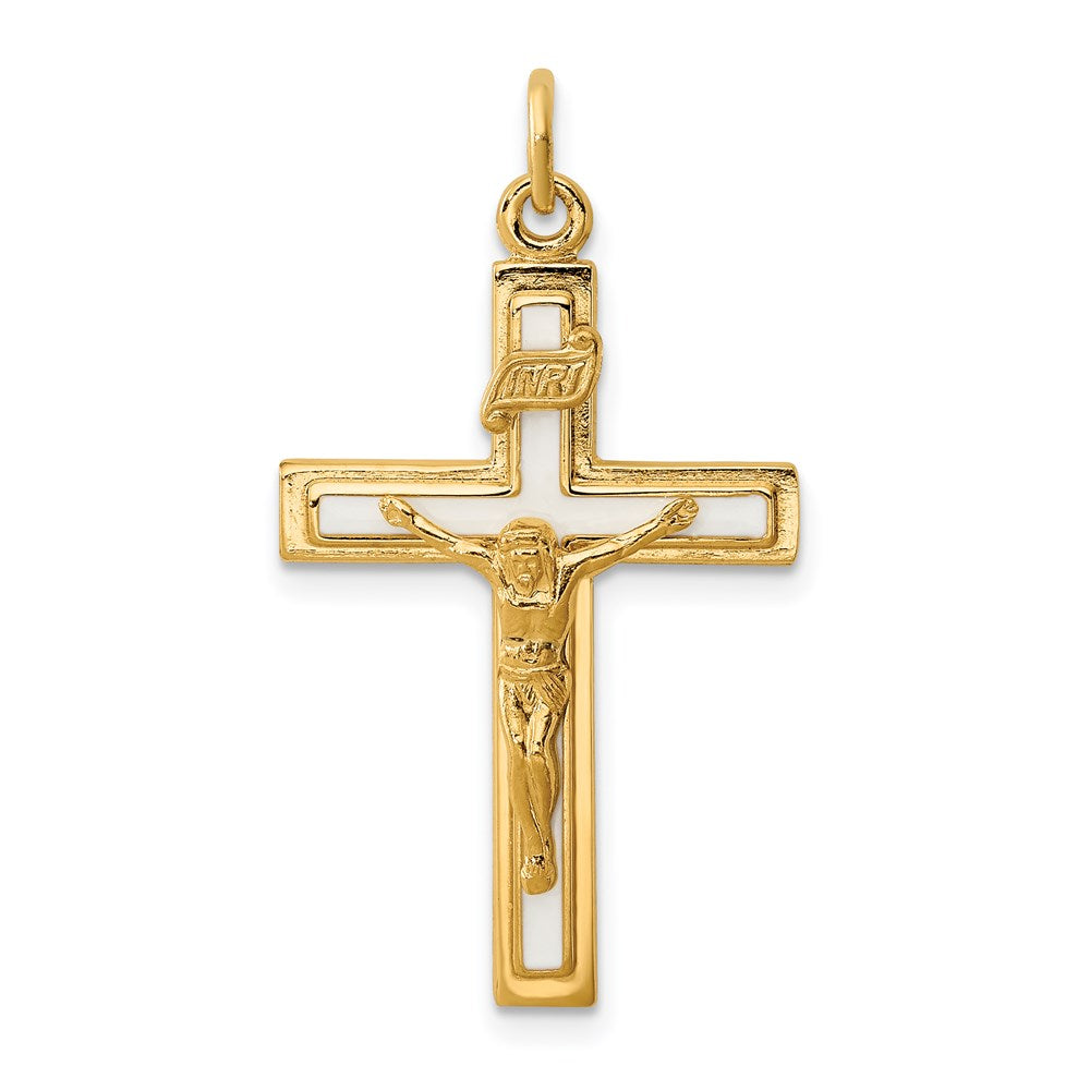 Sterlingsilber Emaille mit Gelb Vermeil Inri Kruzifix Charm