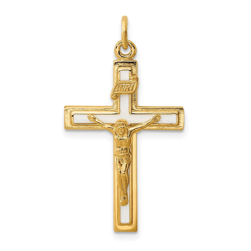 Sterlingsilber Emaille mit Gelb Vermeil Inri Kruzifix Charm