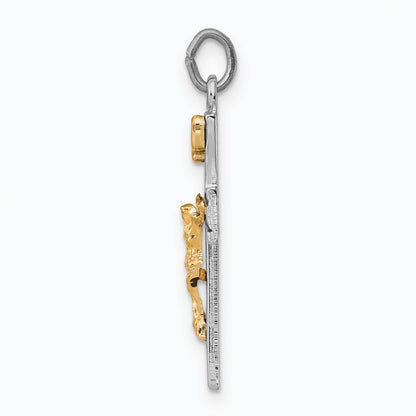 Sterlingsilber Rhodiniert Goldfarben Inri Kruzifix Charm
